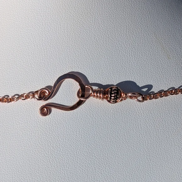 Mystical Opal Amulet Necklace Artisan Copper Wire Wrap With Dainty Chain - Picture 10 of 15